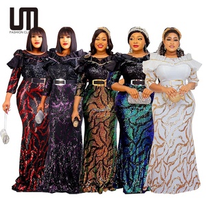 Liu Ming African New Arrivals Mujeres Casual Manga larga <span class=keywords><strong>O</strong></span> Cuello Cintura alta Maxi Vestido - Product Image 1