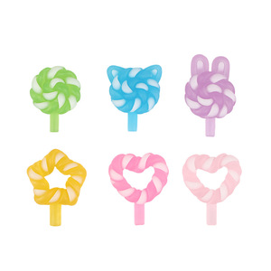 Amuletos Nail Art de Piruleta de colores mezclados, decoración de <span class=keywords><strong>uñas</strong></span> acrílicas de resina Kawaii, piruleta luminosa, dulces, diamantes de imitación para manicura - Product Image 5