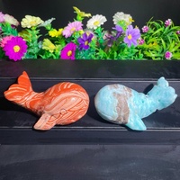 Figurine de baleine en cristal naturel, sculpture de baleine en amazonite sculptée à la main, statue d'animal en cristal pour la décoration de la maison ou du bureau
