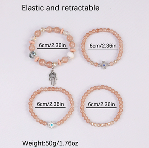 Go2boho - Juego de Pulseras de Cuentas Multicapa con Amuleto de Ojo Turco y <span class=keywords><strong>Hamsa</strong></span>, Pulsera Elástica, Joyería Bohemia de Moda para Mujer, Venta al por Mayor OEM - Product Image 6