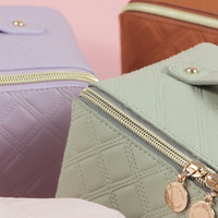 Grande trousse de maquillage matelassée, organiseur de cosmétiques portable, pochette imperméable avec poignée
