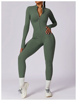 Combinaison de Sport Gainante Haute Intensité pour Femme, à Manches Longues et Fermeture Éclair avec Logo Personnalisé