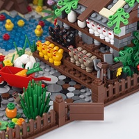 Accessoires MOC3001 compatibles avec les jeux de construction de blocs de construction pour animaux de ferme, nourriture, poivre, citrouille, poulet, œuf, maison d'animaux, étang, arbre, canard