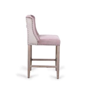 Anji Kasei madera de caucho sólido KSV25025 de terciopelo rosa 7 De terciopelo Beige estilo antiguo Taburetes de <span class=keywords><strong>Bar</strong></span> - Product Image 3