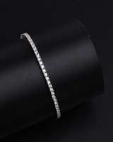 Bijoux Hip Hop: Bracelet/collier de tennis en moissanite argent 2mm avec fermoir à ressort sécurisé-Accessoires Urban Chic