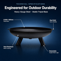 Barbecue rond au charbon de bois avec écran anti-étincelles, foyer extérieur élégant pour patio, décoration de jardin