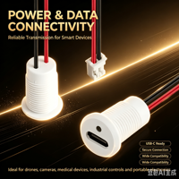 Conector de Carga USB-C con Panel Tipo C Blanco LN-006, LED de Doble Color, con Cable PH 2.0 de 15CM, 24AWG