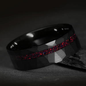 Wholesale Black Plated Tungsten <strong>Ring</strong> 2mm Offset groove Inlaid with Red and Blue Men Tungsten Carbide <strong>Rings</strong> Fine Jewelry <strong>Ring</strong> - Product Image 2