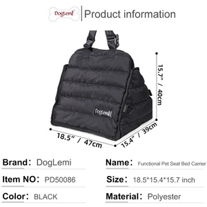 Bolsa de transporte ajustable de lujo para mascotas, poliéster duradero, suave, resistente al desgaste, fundas de asiento de coche para perros, productos creativos con cremallera - Product Image 5