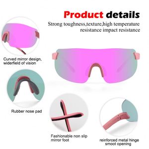 <b>Eyewear</b> Manufacturers Custom logo Polarized Sports Glasses Men pink Big Lens Pickleball Cycling Running Sunglasses - Product Image 4