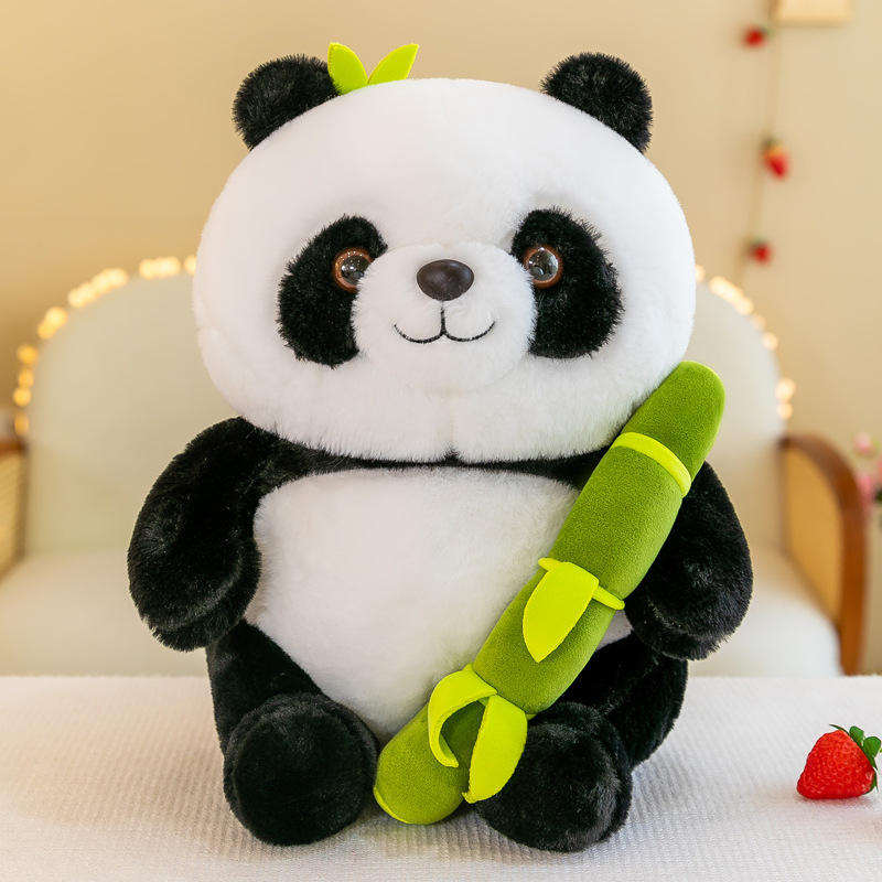 Wholesale Forest Stuffed Doll Chinese Cartoon Panda Hugging With Bamboo Plush Toy Maker Custom Design Panda Plush Toy