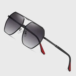 Occhiali da sole pilota da uomo in metallo geometrico Unisex occhiali da sole grande montatura aviazione 2024 Anteojos De Sol