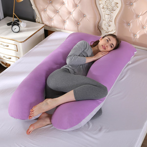 Oreiller en forme <span class=keywords><strong>de</strong></span> U pour femme enceinte avec <span class=keywords><strong>grand</strong></span> <span class=keywords><strong>coussin</strong></span> en coton PP et soutien lombaire lavable - Product Image 2