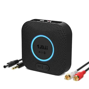 1Mii B06 + 蓝牙5.0音频接收器，配有用于音乐扬声器的aptX LL、HIFI RCA/AUX无线音频适配器