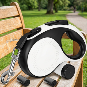 Laisse de promenade pour chien de luxe rétractable à 360 degrés, anti-emmêlement, avec double lumière LED, durable et réfléchissante - Product Image 3