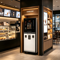 Máquina Expendedora de Café Totalmente Automática con Máquina de Hielo Integrada, Bebidas Calientes/Frías, SDK, Habilitada para Tarjetas de Crédito, Gestión Basada en la Nube, 150-200