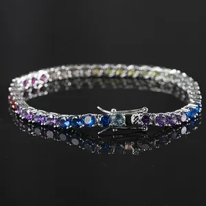 Gran oferta, joyería de moda de Plata de Ley 925, pulsera con abalorio, pulsera de tenis de lujo de circón de tendencia de alta calidad para mujer