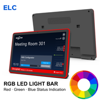 Système de réservation de salles Android avec écran tactile, barre lumineuse latérale, LED RGB, statut PoE, tablette murale pour la planification des conférences