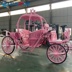 Pink Electric Princess Carriage With Floral Iron Art Tassel Awning For Wedding Scenic Sightseeing - Product Image 6