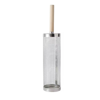 Grille de barbecue portable moderne en acier inoxydable 304 avec logo personnalisé, poignée en bois, pour charbon de bois, avec panier grill en maille roulante pour l'extérieur