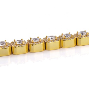 10m 7in HipHop Geometric Third Party Certified Gold Iced Micro Pave Cubic Zircon Tennis Chain <strong>Copper</strong> <strong>Bangles</strong> <strong>Men</strong> - Product Image 5