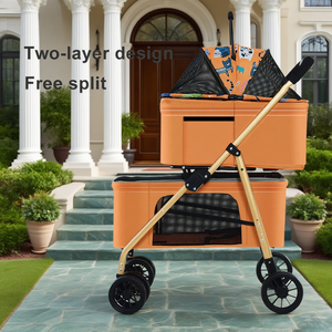 डबल-सीटर छोटे पालतू पालतू स्टूलर + बड़ा लक्जरी मॉडलः फोल्डेबल डिजाइन, बिल्लियों और कुत्तों की बाहरी यात्रा जरूरतों को पूरा करता है। - Product Image 3