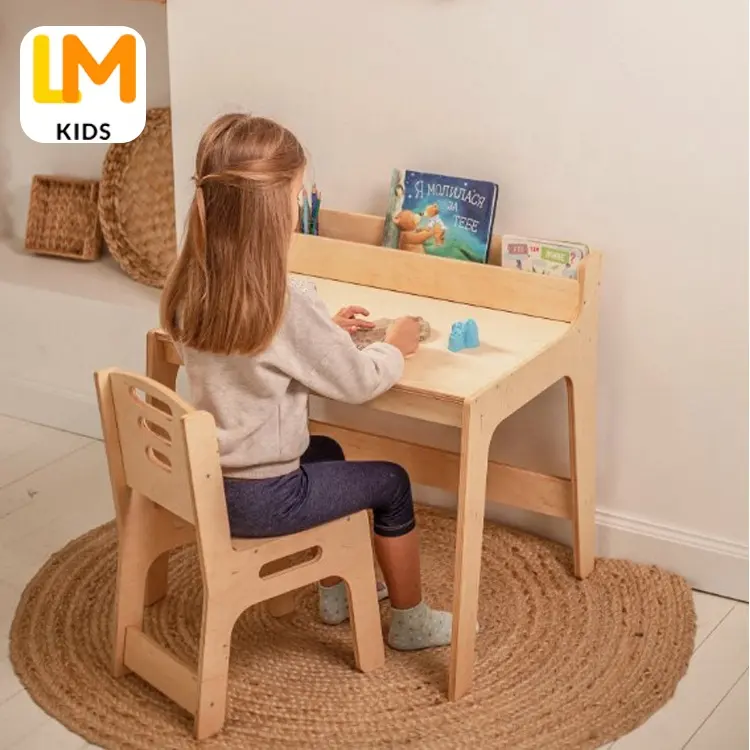 Mobiliário infantil de madeira, mesa de atividade infantil montessori móveis mesa e cadeira crianças