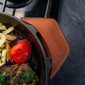 Накладки на ручку из натуральной кожи, Нескользящие чугунные сковороды, термостойкая кухонная посуда - Product Image 6