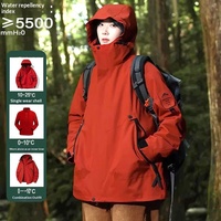 Veste de randonnée d'hiver 3-en-1 coupe-vent et imperméable style montagne avec capuche, doublure polaire thermique, vêtement de travail personnalisable avec LOGO