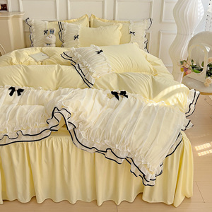 Nouveau modèle jupes de lit à volants en dentelle pleine grandeur à volants avec plate-forme en coton à chute profonde draps de lit pour filles - Product Image 3