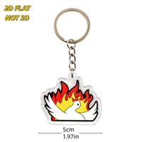 Porte-clés en acrylique Flaming Dove, découpé, oiseau de la paix aux ailes de feu, pour les gamers, les fans d'anime, les amateurs d'art symbolique, pendentif transparent et durable