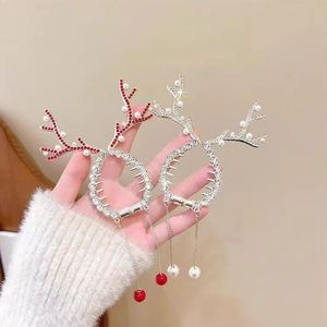 Chaude De Noël Strass <span class=keywords><strong>Perle</strong></span> Conception En Métal <span class=keywords><strong>Chignon</strong></span> Clip Femmes Filles Mode Renne Titulaire De Queue De Cheval De Noël Pinces À Cheveux - Product Image 2