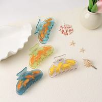 Pince à cheveux YJL 9CM motif aquarium, en acétate, transparente, couleur unie, créative, vente en gros