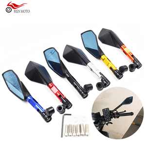 Rétroviseurs arrière universel de moto CNC, bleu <span class=keywords><strong>et</strong></span> antireflet, pour Honda, Yamaha, Suzuki, Scooter <span class=keywords><strong>et</strong></span> ktm, miroir, <span class=keywords><strong>guidon</strong></span>, aluminium, mm - Product Image 1