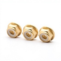 Écrou de blocage hexagonal à bride en laiton jaune, cuivre, bronze poli avec insert en nylon, M6 M10 M12 M20, livraison rapide