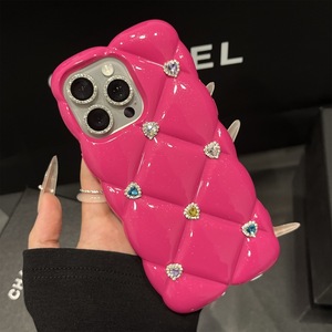 Diseñador de lujo Glitter Diamond Puffer Phone Strap Chain Cover para iPhone 16 <span class=keywords><strong>Pro</strong></span> Max 15 <span class=keywords><strong>Pro</strong></span> <span class=keywords><strong>13</strong></span> 14 Plus 11 12 Electroplate - Product Image 5