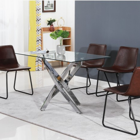 Wholesale supplier Dining Set Modern Dining Table Set for 4 or 6 Persons with 4 or 6 PVC Leather Chairs
