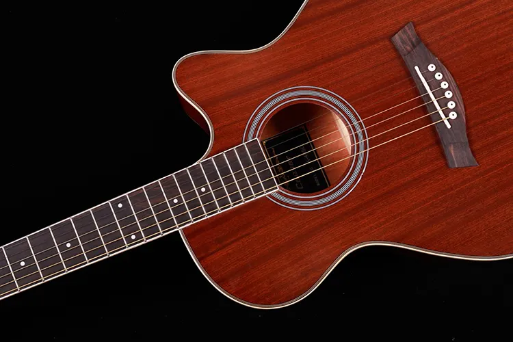 Instrumentos musicales de 40 pulgadas Caesar, guitarra acústica barata de Sapele con ecualizador para tienda de guitarras