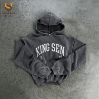 Sudadera con capucha de punto grueso con logotipo personalizado, estilo vintage, con cremallera y bordado