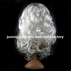 Déguisement de Père Noël pour fête costumée, perruque et longue barbe blanches en PET, amusantes pour Noël - Product Image 3