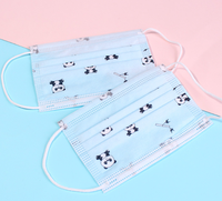 Masques jetables pour enfants confortables et respirants à 3 couches anti-poussière avec clip nasal réglable, motif de dessin animé mignon imprimé