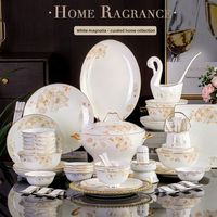 Bols, assiettes et soucoupes en porcelaine fine - Ensembles personnalisables - Élégance vintage de luxe léger - Passe au micro-ondes - Motif végétal peint à la main