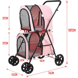Carrito grande <span class=keywords><strong>de</strong></span> 4 ruedas <span class=keywords><strong>de</strong></span> lujo para correr, carrito <span class=keywords><strong>de</strong></span> viaje para mascotas, cochecito doble para perros gemelos para gatos <span class=keywords><strong>deportivos</strong></span>, 2 perros - Product Image 2