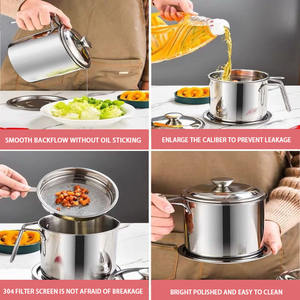 หม้อกรองน้ำมันสแตนเลส304สำหรับห้องครัวพร้อมฝาปิดถาดกันลื่นและที่กรองตาข่ายอย่างดีสำหรับน้ำมันตกค้าง - Product Image 3