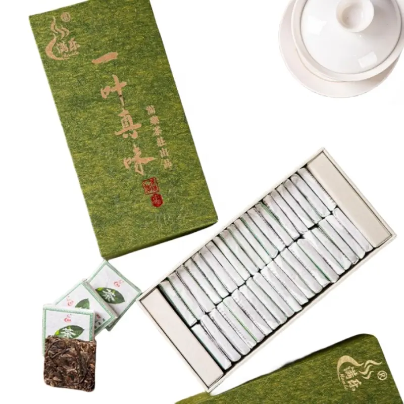 320 г Yunnan Lincang, зеленая деловая Подарочная коробка, Небольшая Квадратная индивидуальная упаковка сырого чая Pu'er