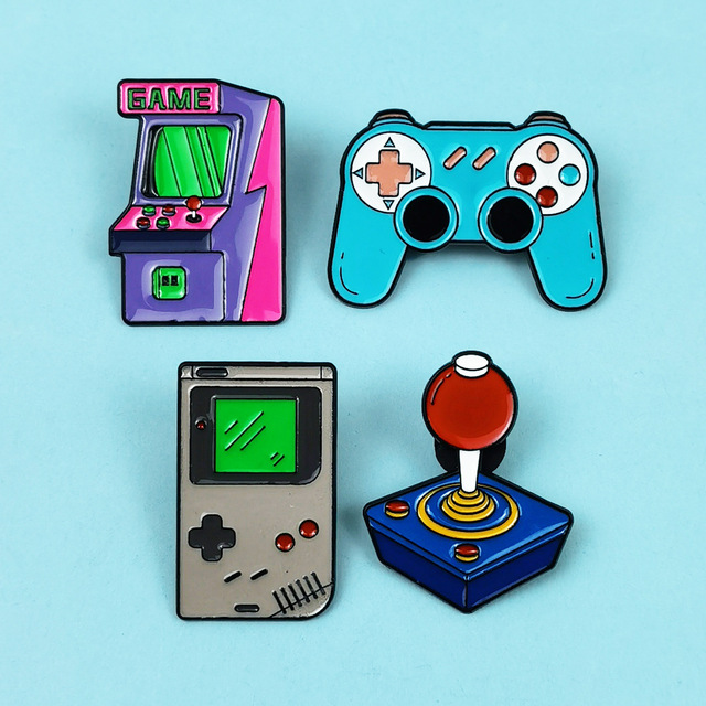 (Wholesale)Game Console Pin Badge Creative Joystick Game Controller Cartoon Design Children's Clothing Accessory Zinc Alloy