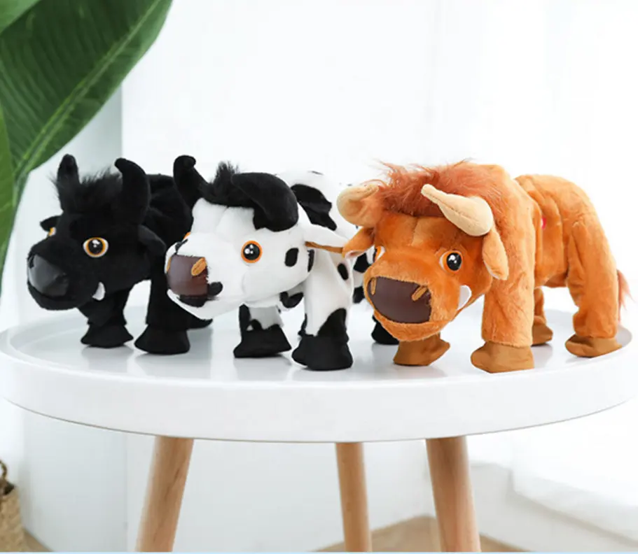 뜨거운 판매 박제 브라질 bullfight 전기 동물 플러시 장난감/재미있는 fourcolor 황소 플러시 전기 장난감 tussle 일치