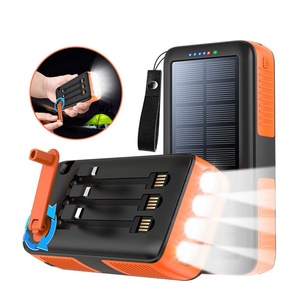 Banco de Energía Solar Portátil de 30000 mAh con Manivela, Luz LED y Cable, Cargador Rápido para Exteriores - Product Image 2