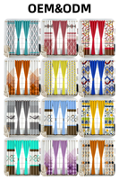 Vente en gros usine 6 pièces 54x84" Rideaux imprimés géométriques à œillets avec pompons pour salon