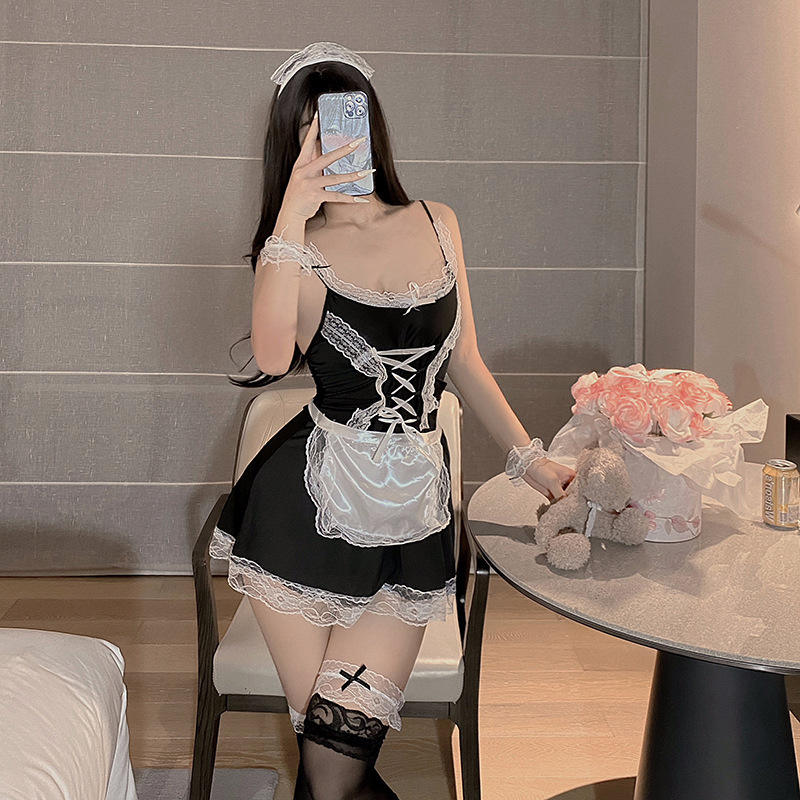 Maid Outfit Headband + 2 Bracelets + 1 Leg Ring + Apron